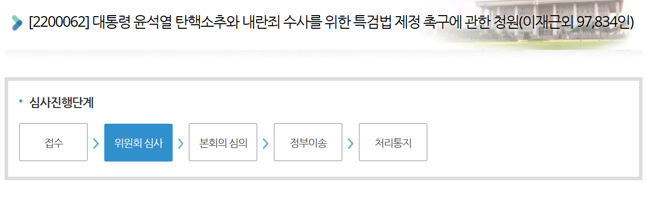 국회 청원 진행사항