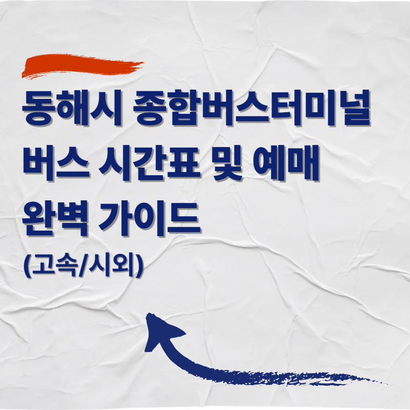 동해시 종합버스터미널 버스 시간표 및 예매 완벽 가이드 (고속/시외)