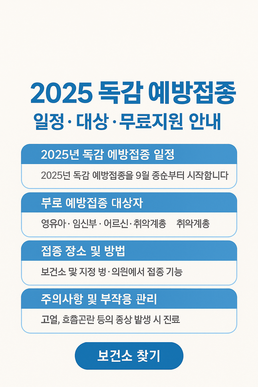 2025 독감 예방접종 일정·대상·무료지원 안내