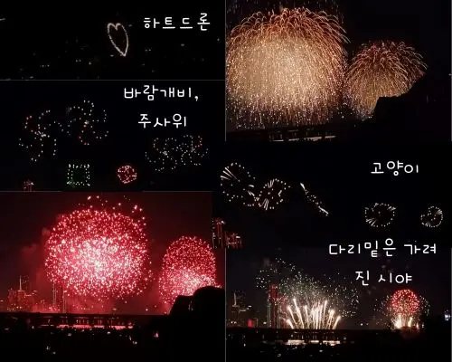 하트 드론과 바람개비와 주사위와 고양이 그리고 다리빝에 가려진 시야의 불꽃