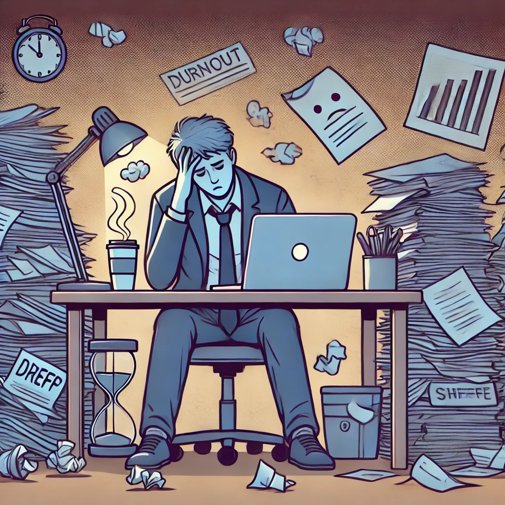 번아웃 증후군을 표현한 이미지입니다. 😞