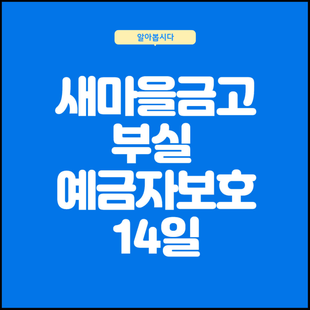 새마을금고 부실 예금자보호 14일 썸네일