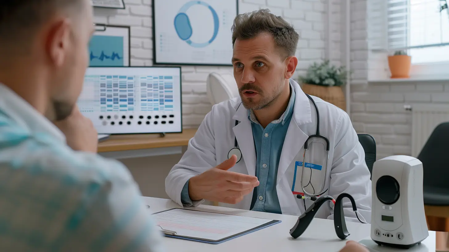 이명 치료 3단계 로드맵을 상담하는 장면