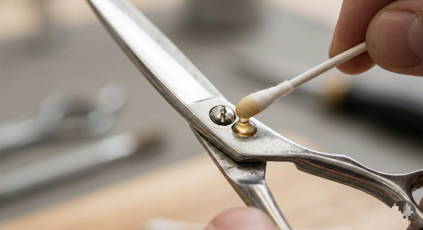 가위날 묻혀 부드럽게