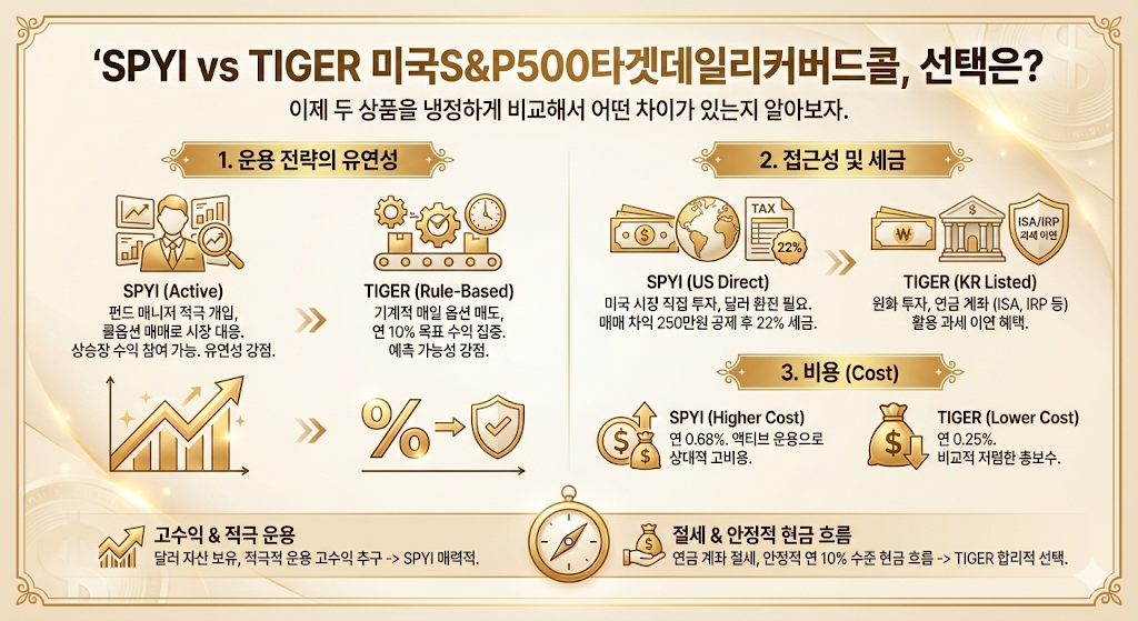SPYI vsTIGER 미국S&P500타겟데일리커버드콜, 선택은?
