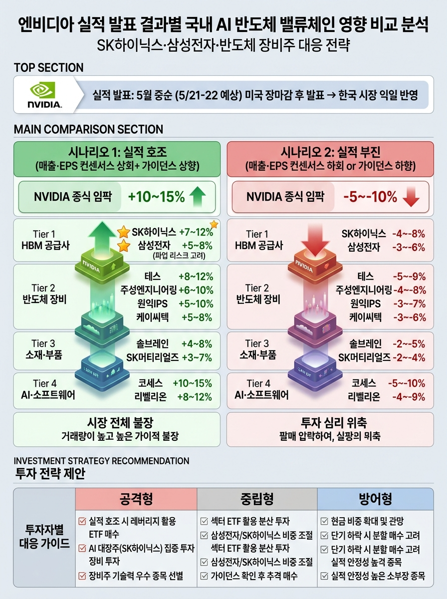 엔비디아 실적 발표 결과별 국내 AI 반도체 밸류체인 영향 비교 분석