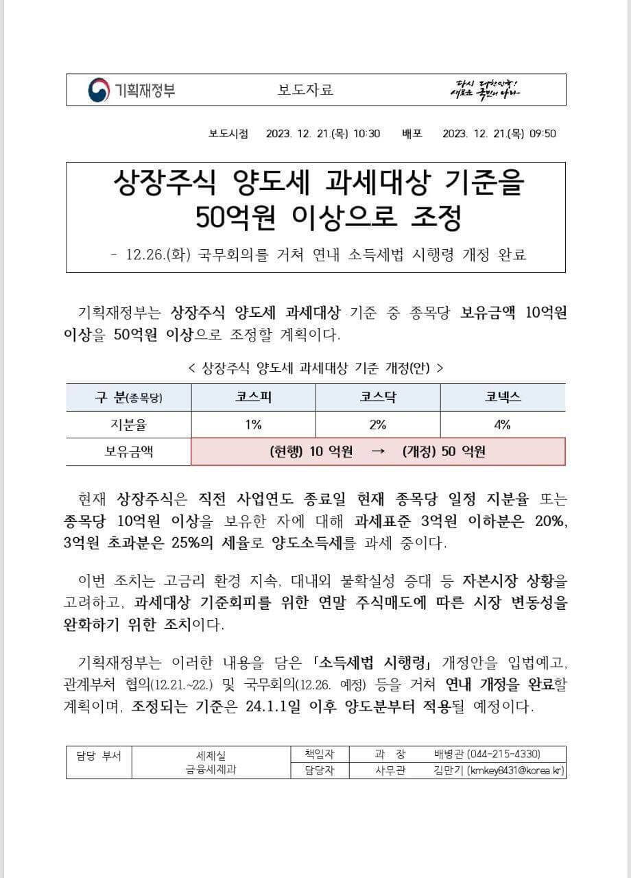 주식-양도세-기준-완화