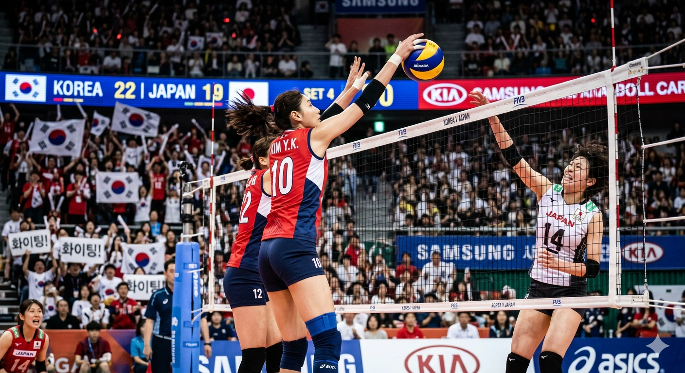 김연경 선수가 블로킹을 하는 장면 AI 생성