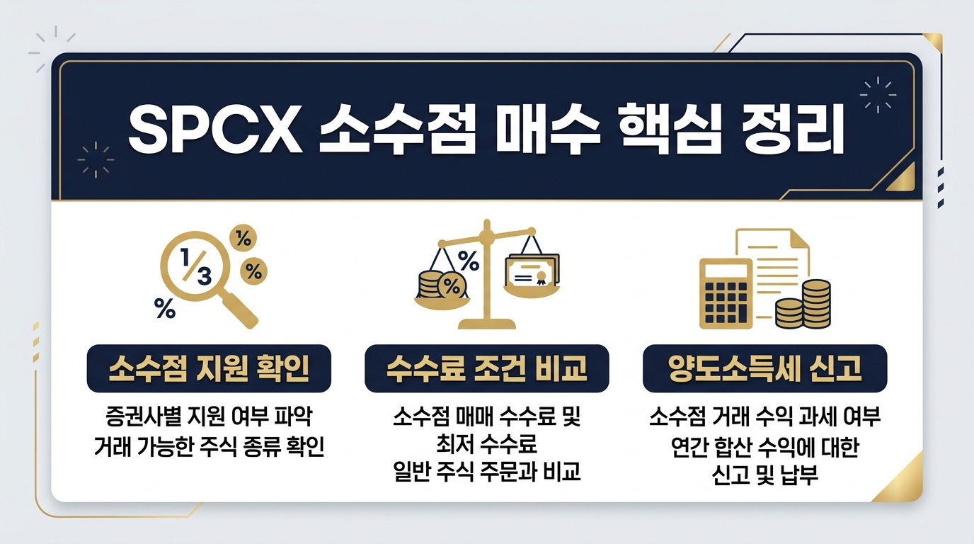SPCX 소수점 매수 핵심 정리 소수점확인 수수료비교 양도세신고 요약카드 2026년