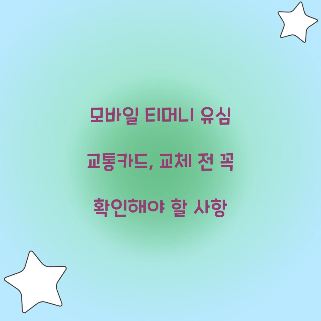 모바일 티머니 유심 교통카드