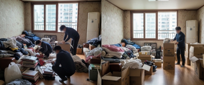 괴산 고독사청소 및 정리중