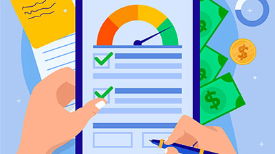 종합소득세 신고를 위해 항목을 체크하고 준비하는 사람의 손 일러스트