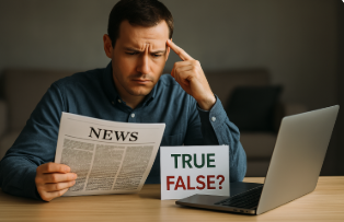 가짜뉴스에 혼동하는 모습 참고 사진