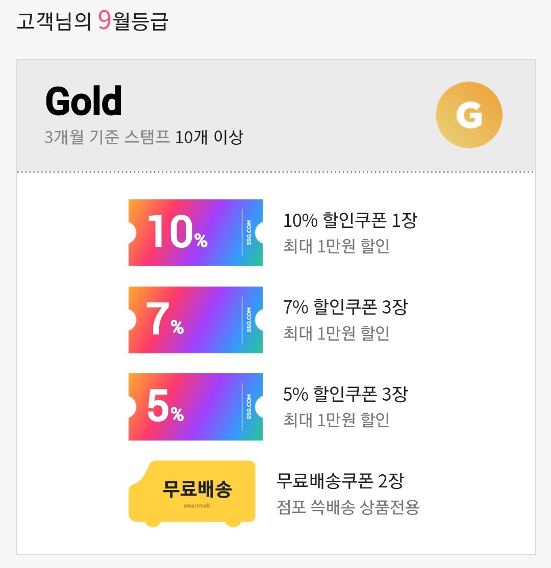 골드 등급 쿠폰