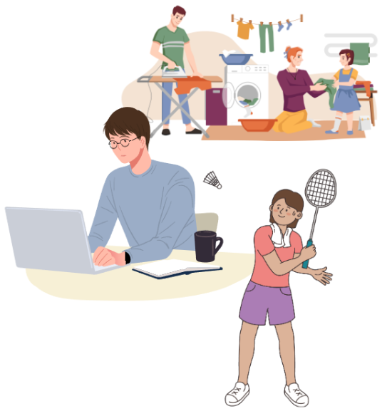 집안일-컴퓨터-하는-사람-배드민턴-선수