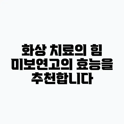 화상 치료의 힘 미보연고의 효능을 추천합니다