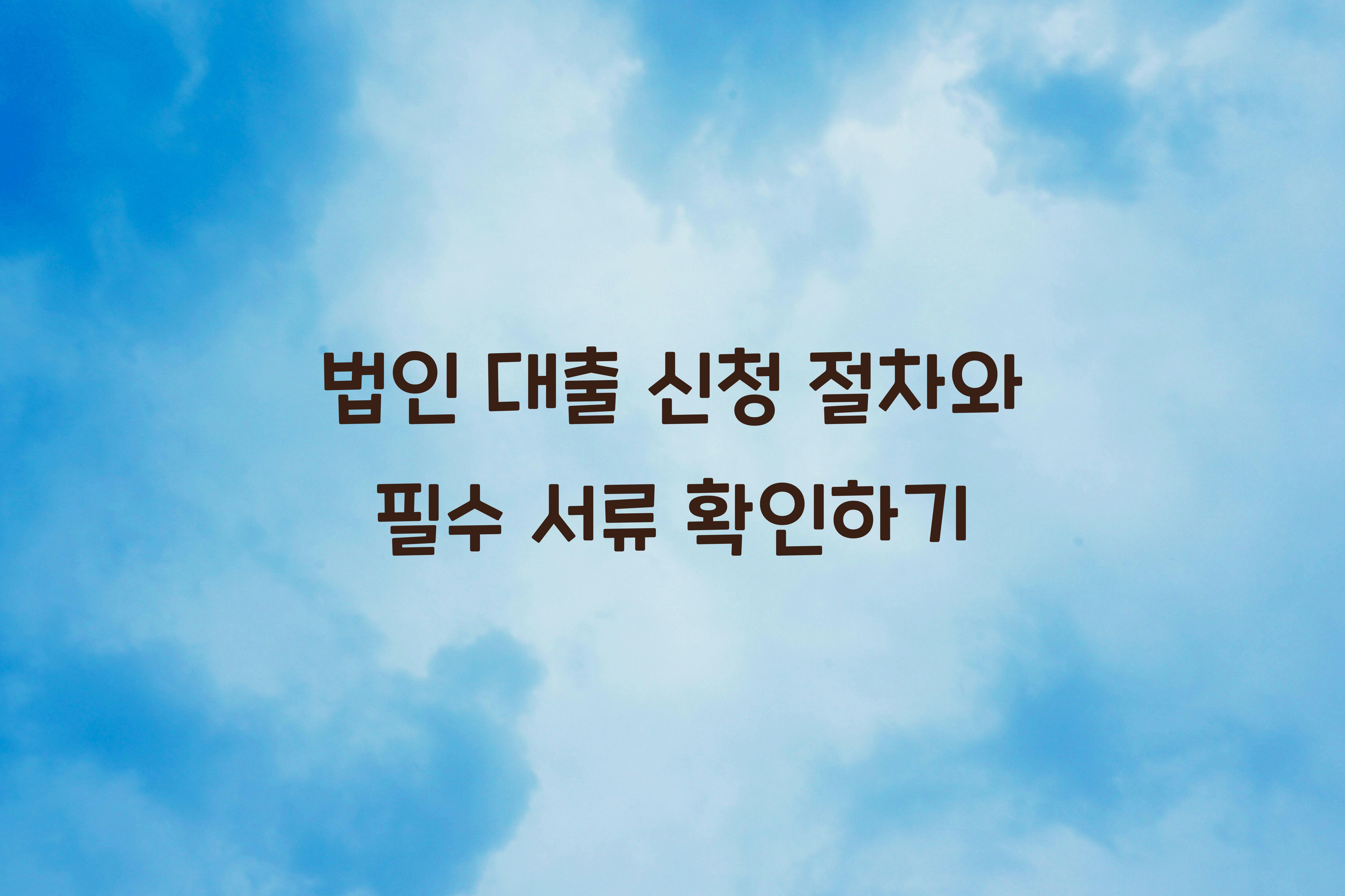 법인 대출 신청 절차