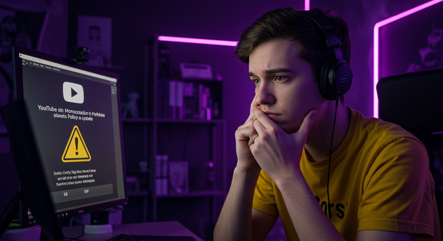 유튜브의 새로운 수익 창출 정책 업데이트를 보며 고민하는 크리에이터