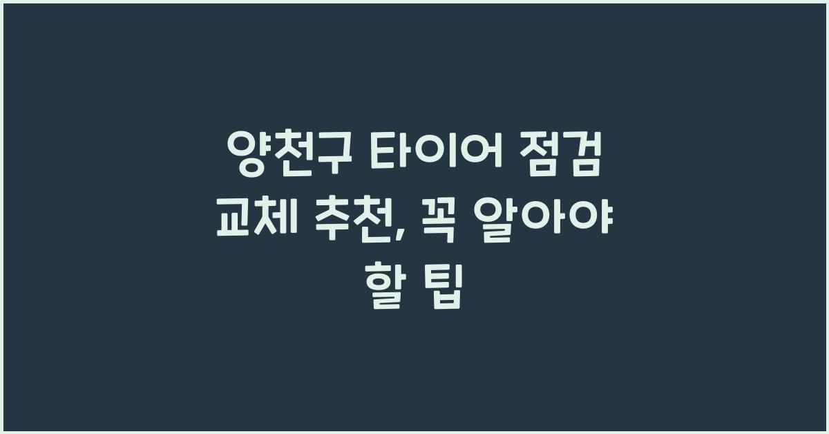 양천구 타이어 점검 교체 추천