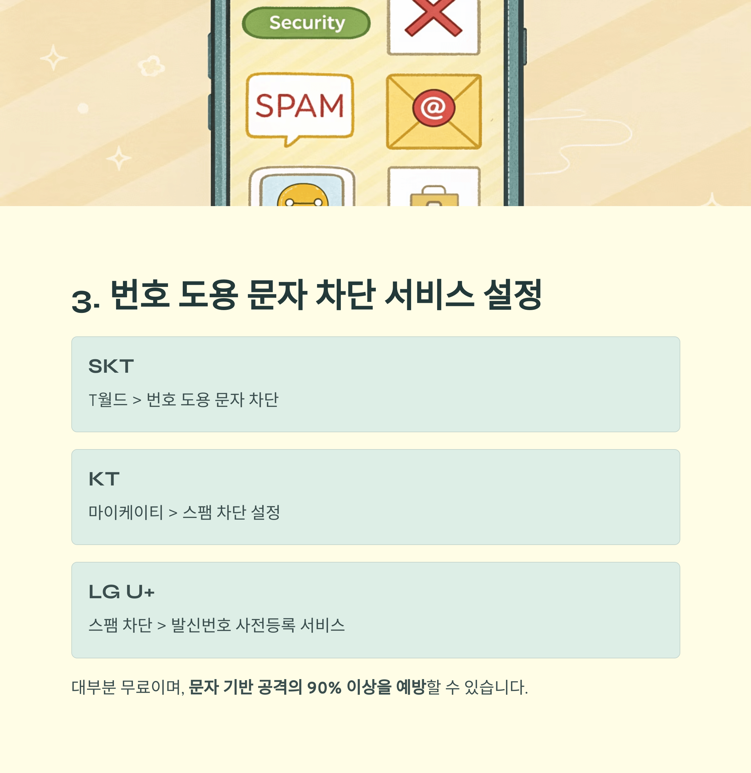 SKT, KT, LG U+ 알뜰폰 모든 통신사 공통 보안 설정법