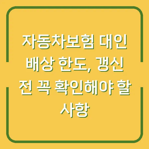 자동차보험 대인 배상 한도, 갱신 전 꼭 확인해야 할 사항
