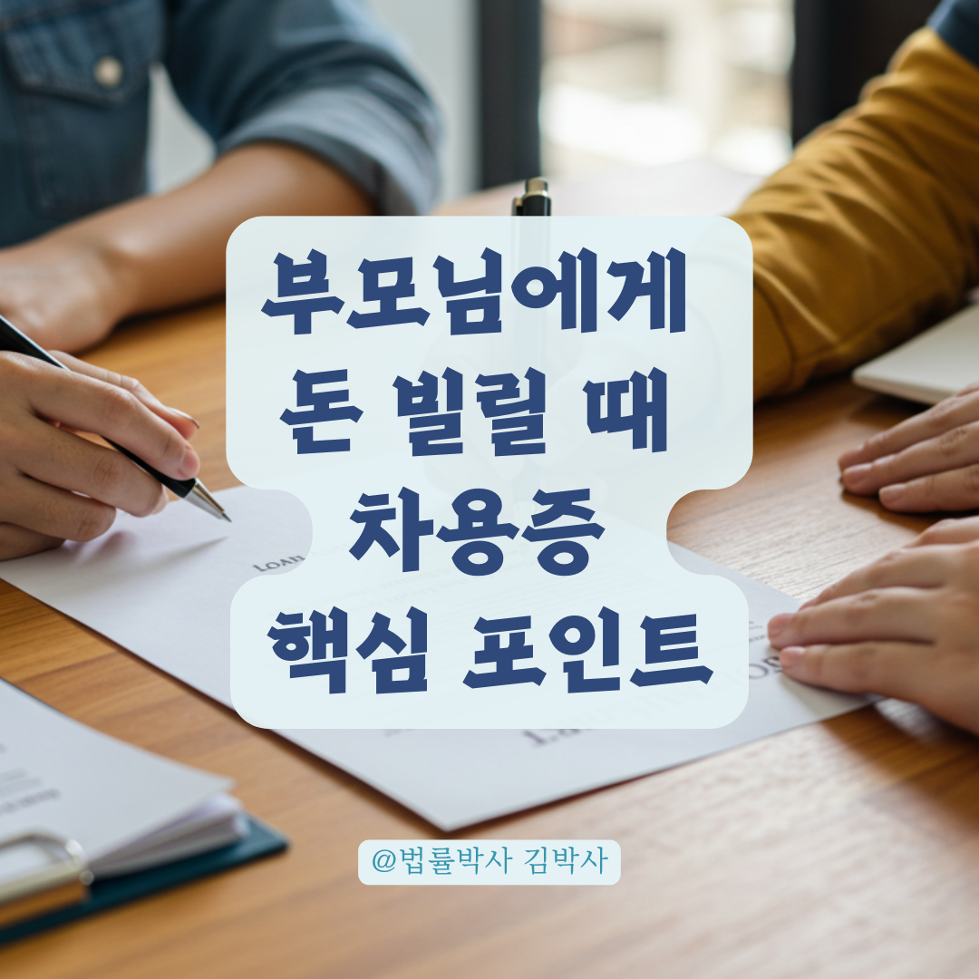 부모님에게 무이자로 돈 빌릴 때, 차용증 작성 시 꼭 넣어야 할 핵심 조항 정리.