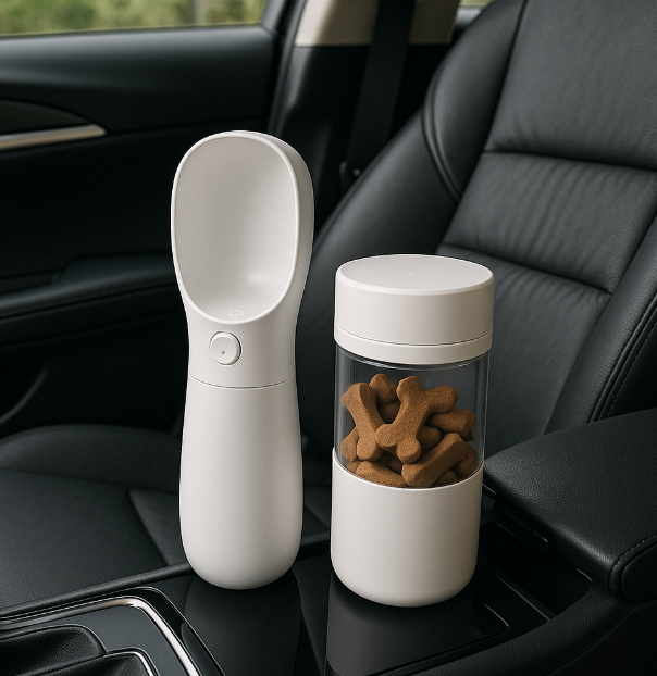 차량용 급수기와 펫간식 보관함 사진