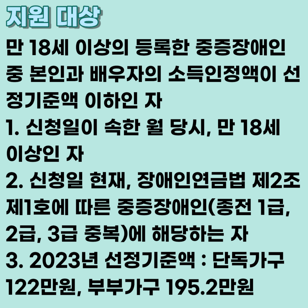 2023 장애인연금