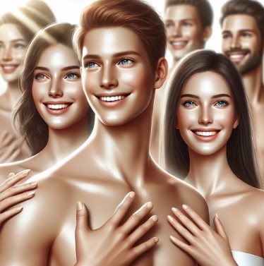 건강한 피부를 가진 사람들 이미지