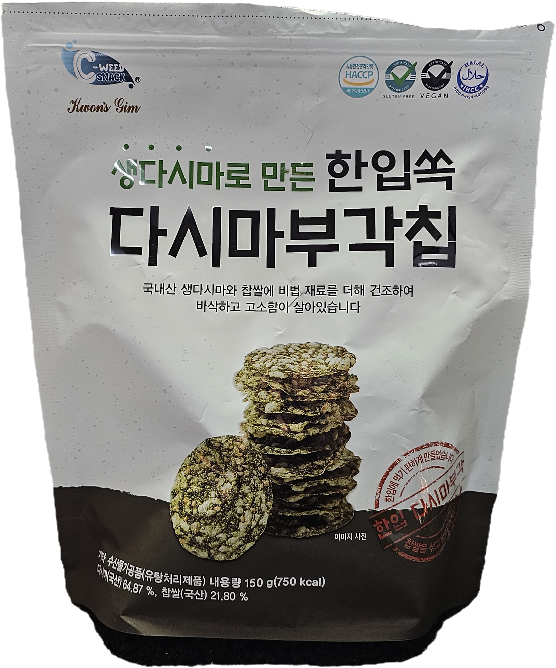 코스트코 다시마부각칩 전면 포장 – 국산 다시마와 찹쌀 사용