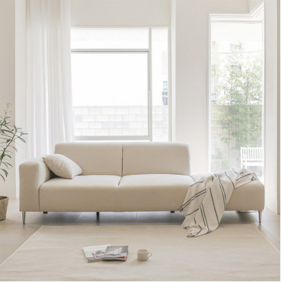 스칸디나 패브릭 팔걸이우형 3인용 쇼파 + 쿠션 + 스툴 방문설치