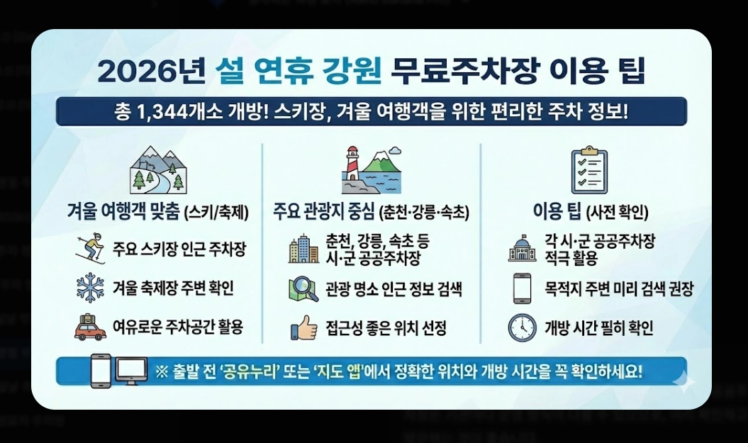 명절 무료주차장 확인(2026년, 설 연휴, 개방 현황)(+ 조회 방법)