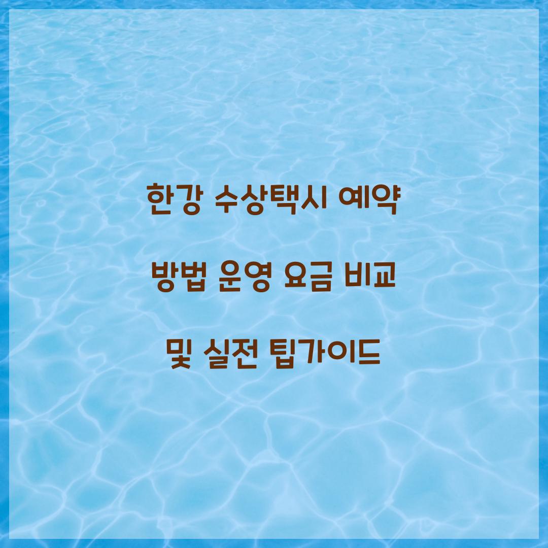 한강 수상택시 예약
