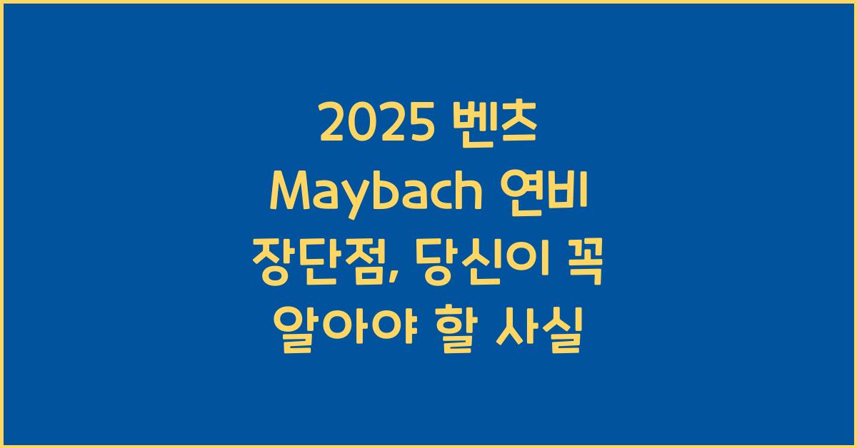 2025 벤츠 Maybach 연비 장단점