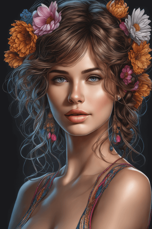 Playground AI로 생성한 그림(2) - 강렬한 인상의 미인