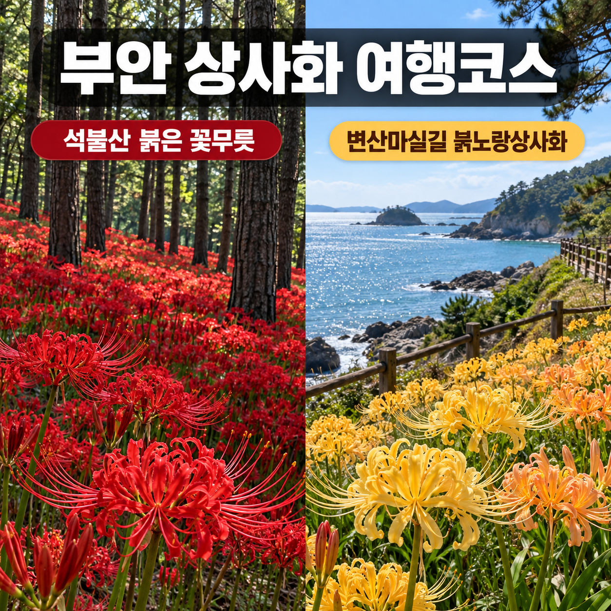 2026 부안 상사화 여행코스 추천｜석불산 붉은 꽃무릇과 변산마실길 붉노랑상사화