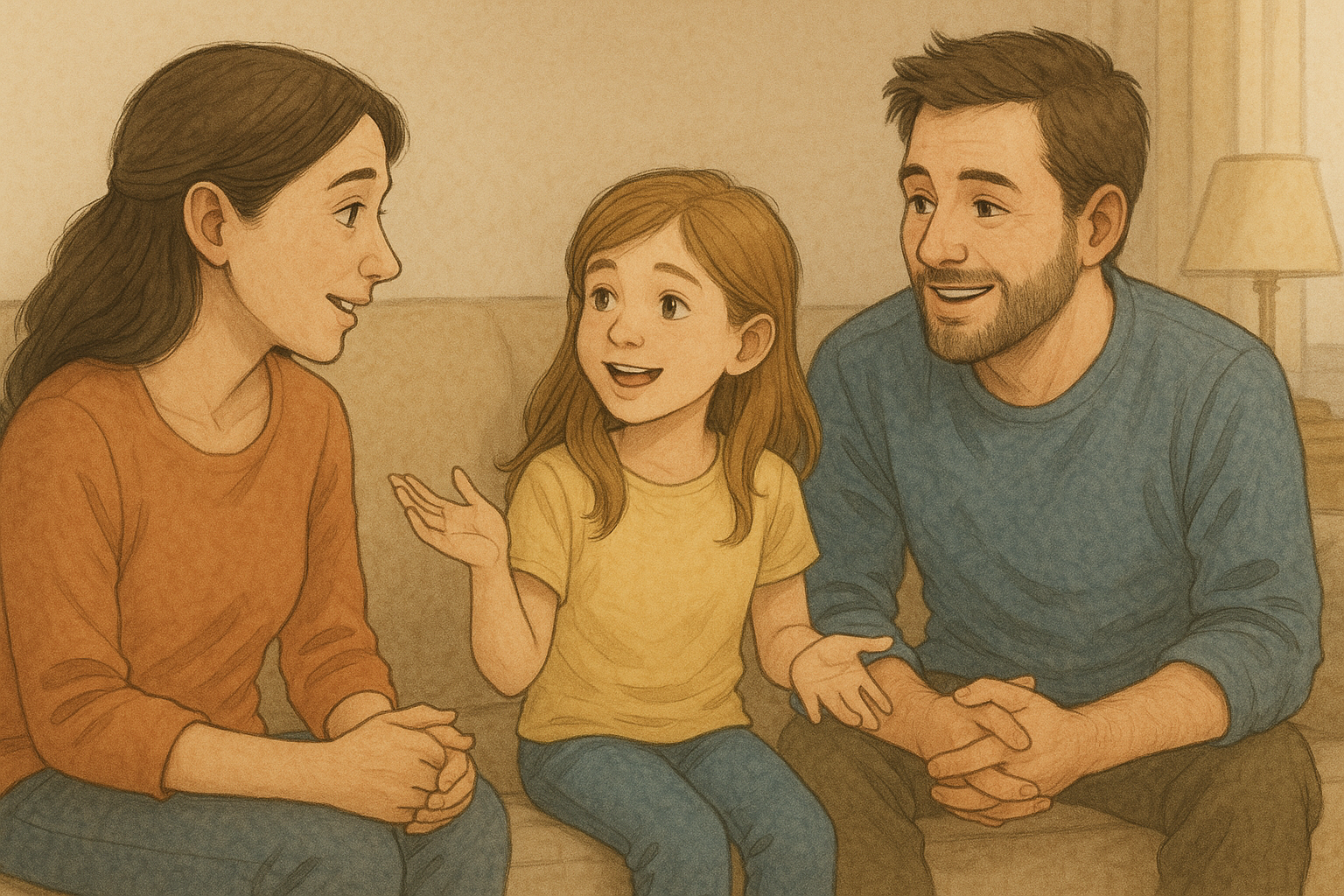 가족의 따뜻한 대화 시간