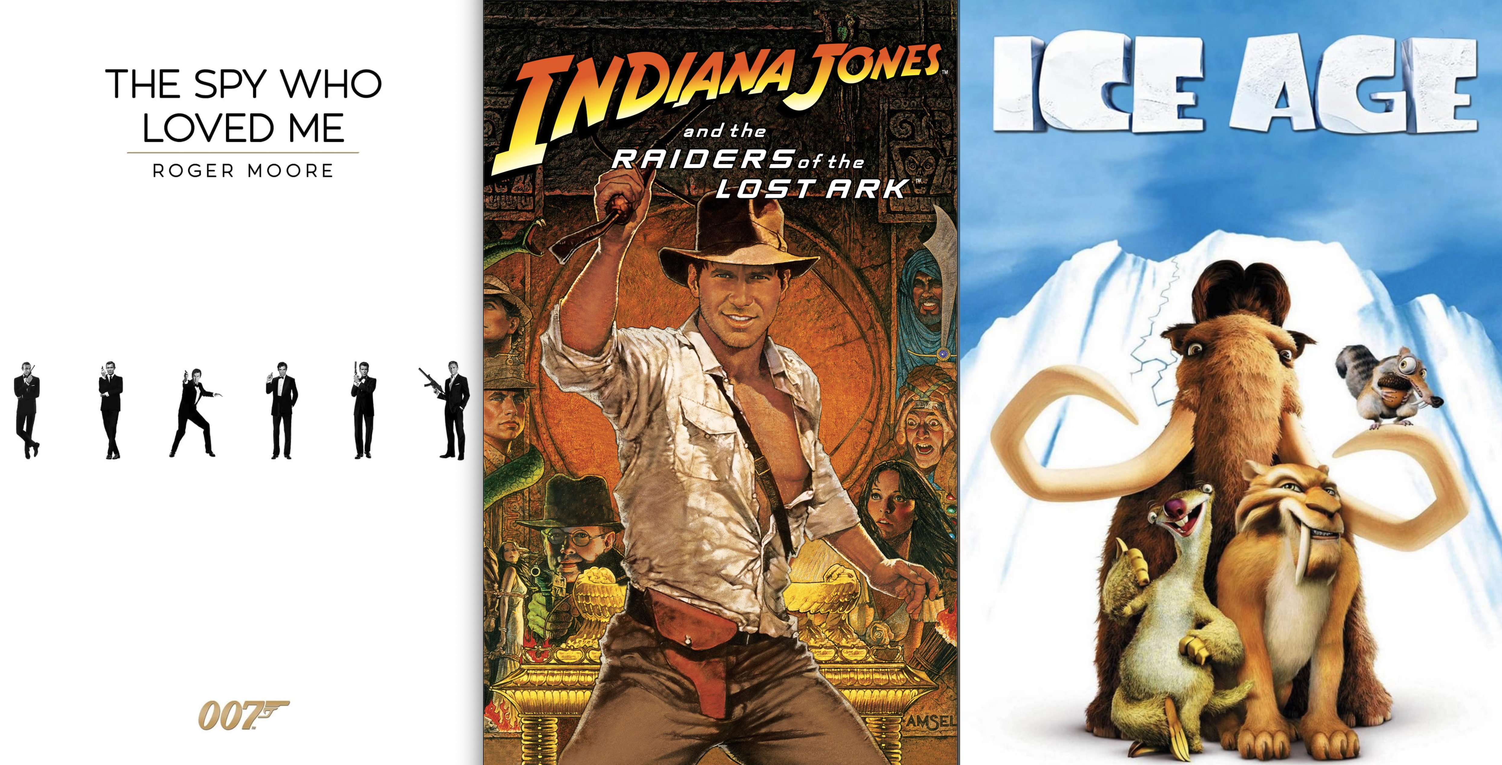 영화 포스터 007시리즈, 인디아나 존스, 아이스 에이지
