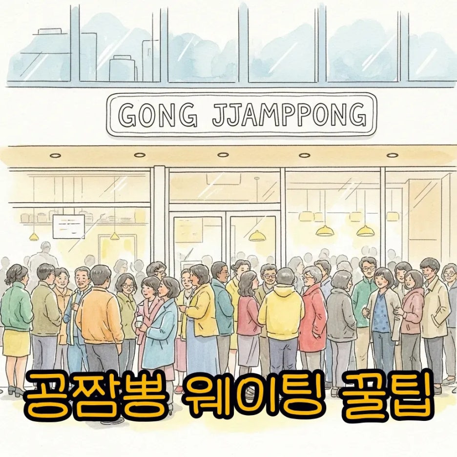 활기찬 공짬뽕 팝업스토어 앞, 기대감 가득한 웨이팅 줄