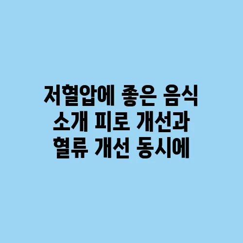저혈압에 좋은 음식 소개 피로 개선과 혈류 개선 동시에