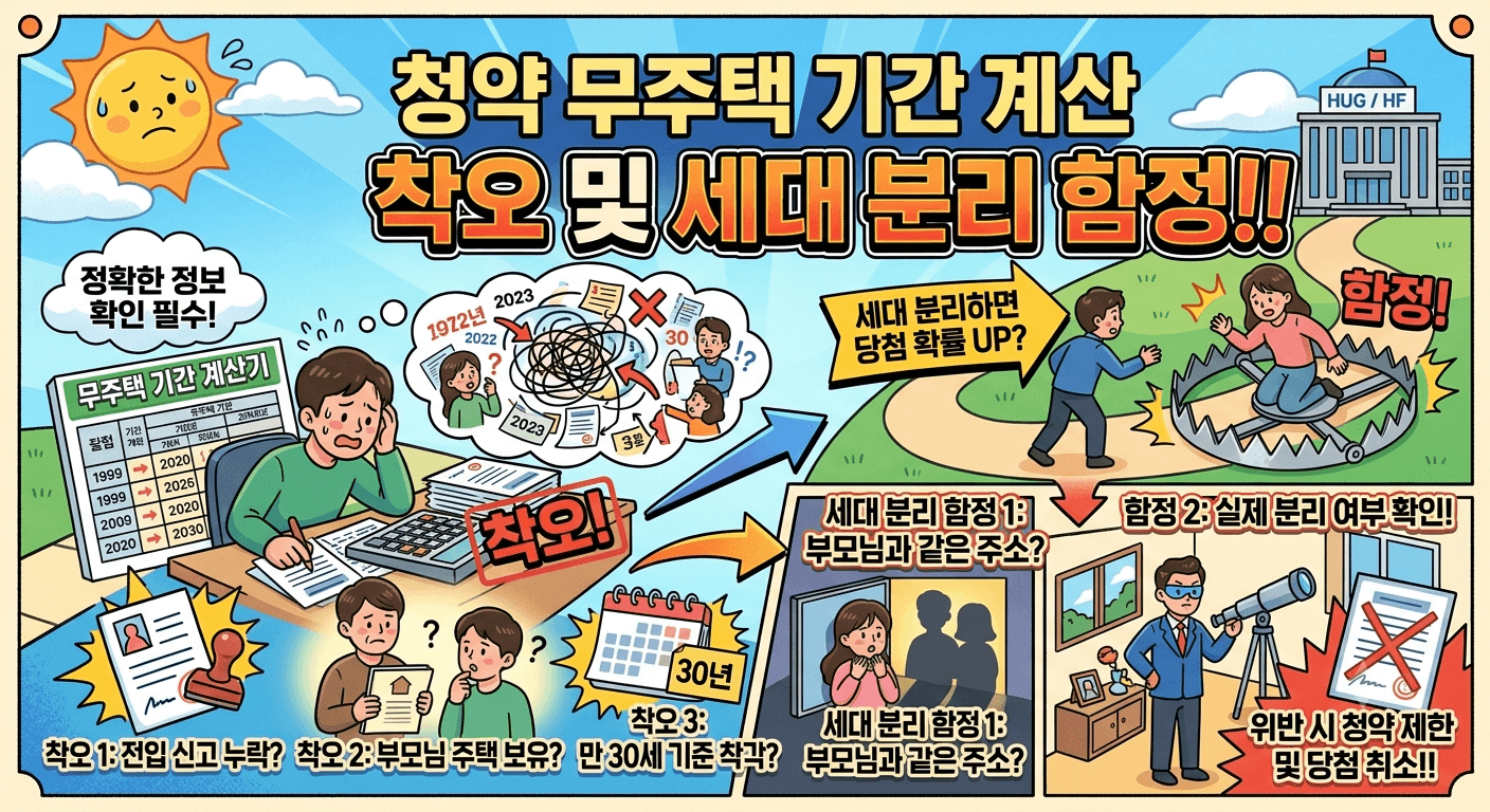 청약 무주택 기간 계산 착오 및 세대 분리 함정