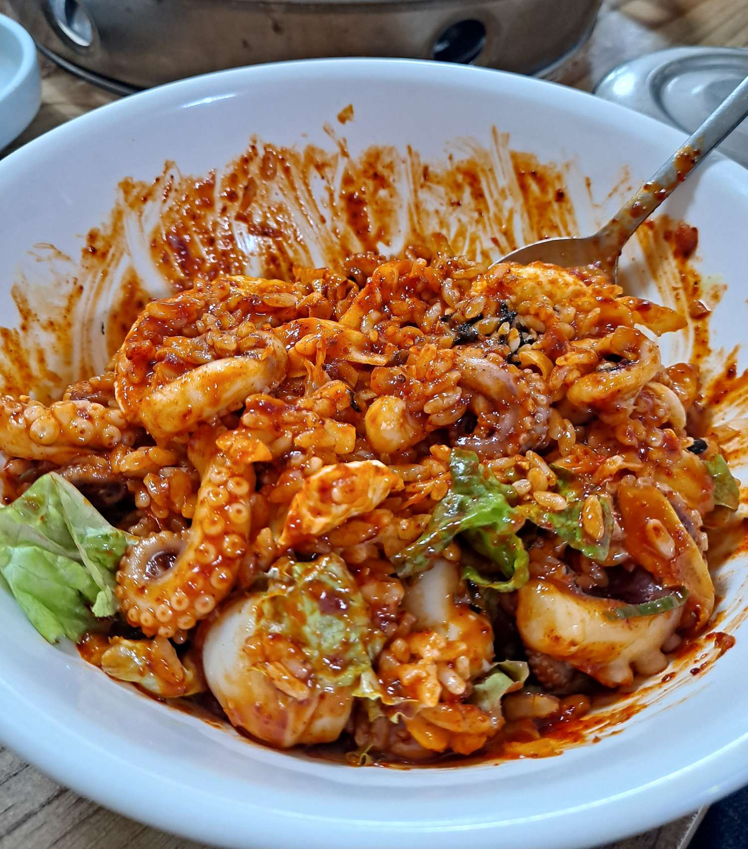 완성된 주꾸미비빔밥