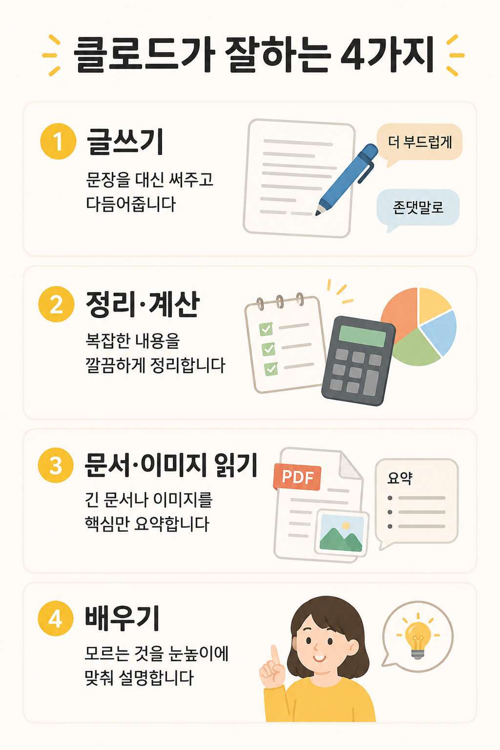 클로드가 잘 하는 일 4가지