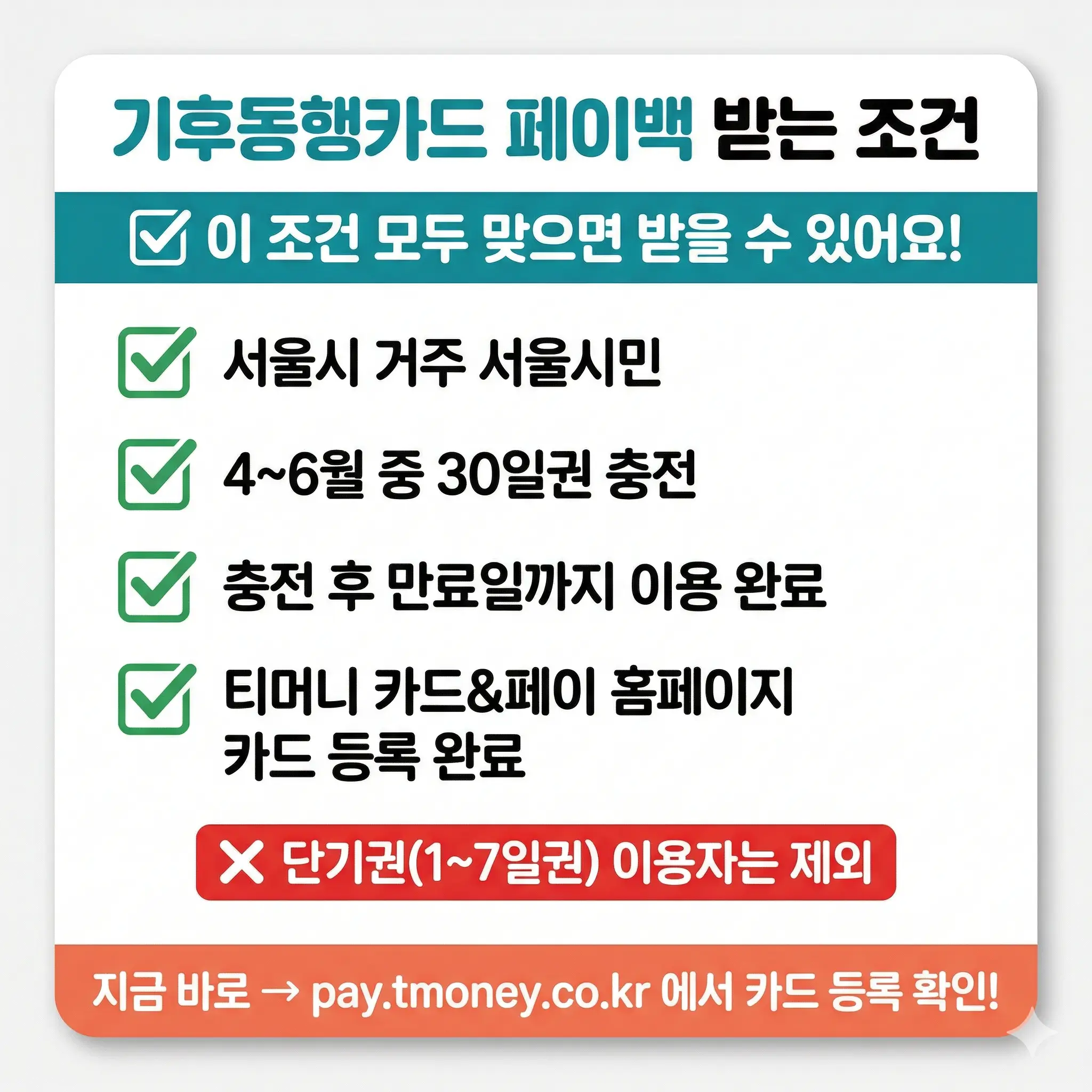 기후동행카드 페이백 받는 조건이 적힌 카드