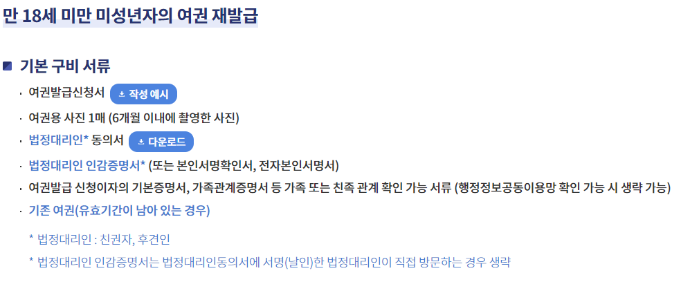 미성년자 여권발급 신청서류, 준비물, 대리발급