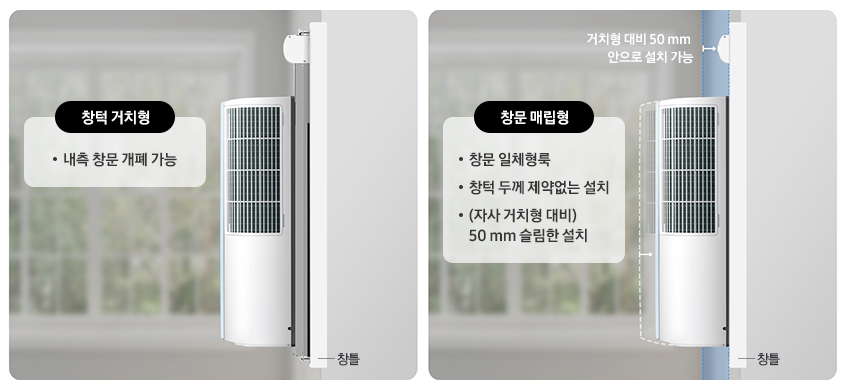 창턱 거치 vs 창문 매립