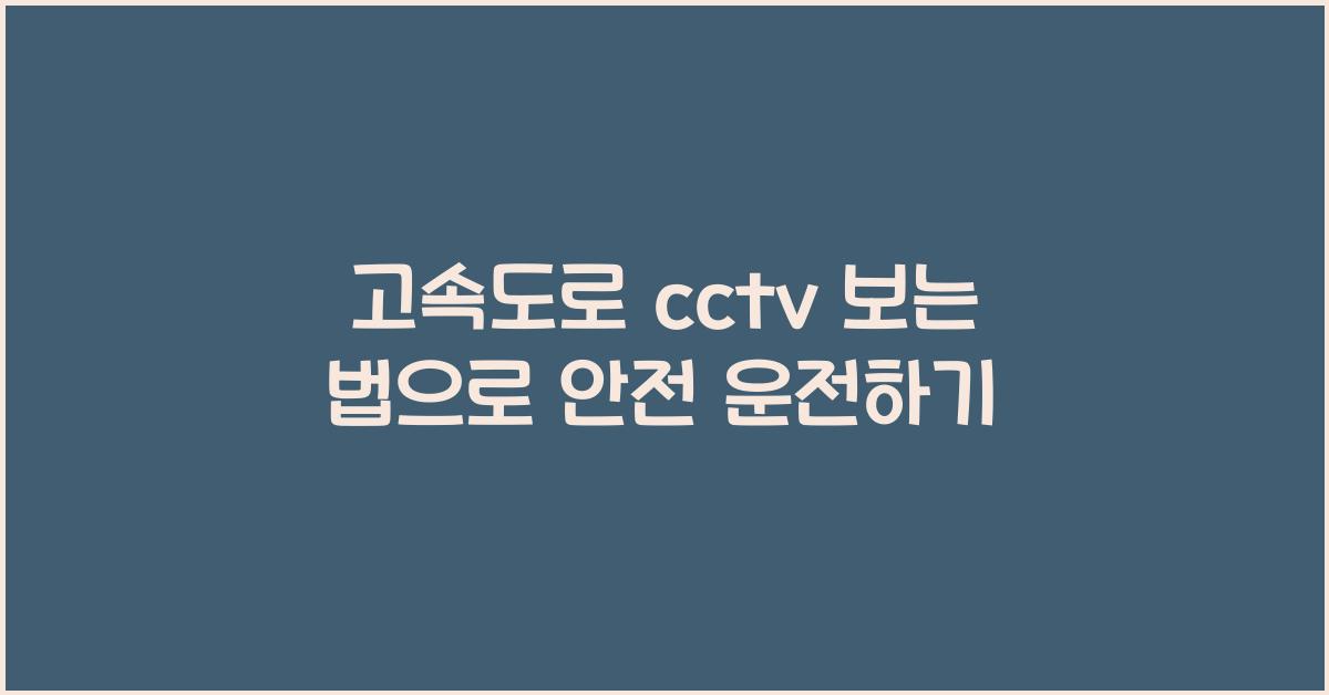 고속도로 cctv 보는 법