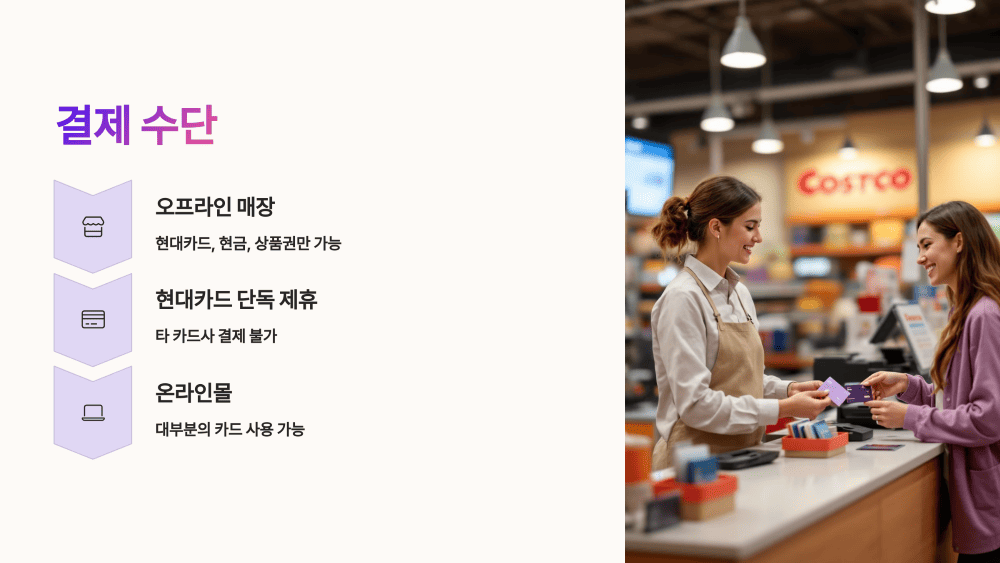 결제 수단 – 왜 현대카드만 가능할까?