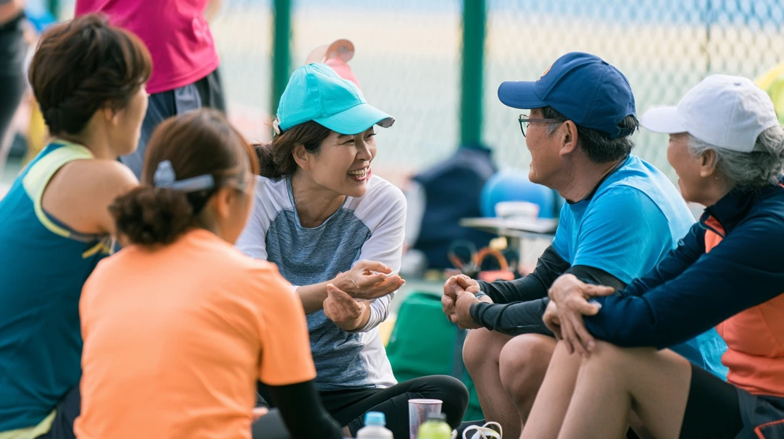 여러 연령대가 자연스럽게 어울리는 동호회 활동 모습