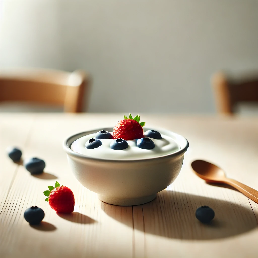 요거트위에 블루베리와 딸기